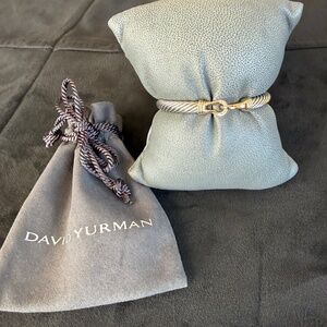DAVID YURMAN, DAVID YURMAN 925 Silver and 14K Yellow Good Cable Bangle Bracelet